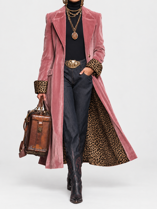 Verolyn leopard-lined long tailored coat – view 1