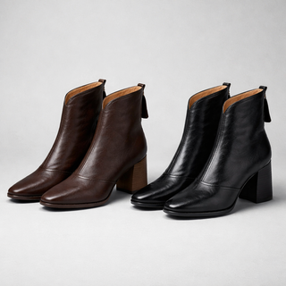 Slip-On Square Toe Ankle Boots in Brown — VerolynBoutique