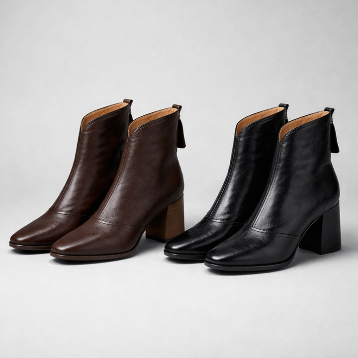 Slip-On Square Toe Ankle Boots in Brown — VerolynBoutique