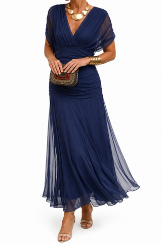 Off Shoulder Maxi Dress in Navy — VerolynBoutique