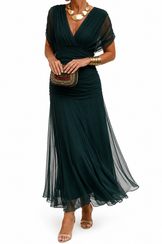 Off Shoulder Maxi Dress in Forest Green — VerolynBoutique