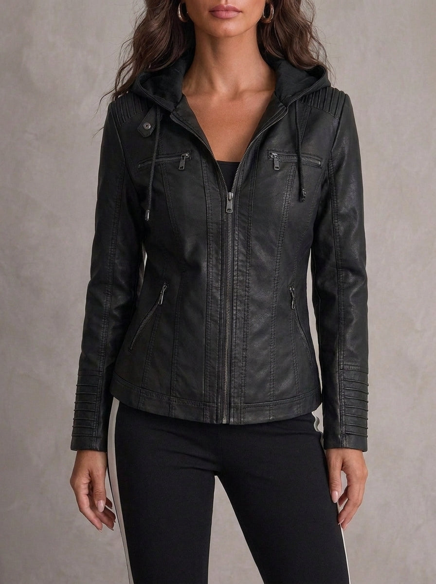 Verolyn classic leather-look jacket in black