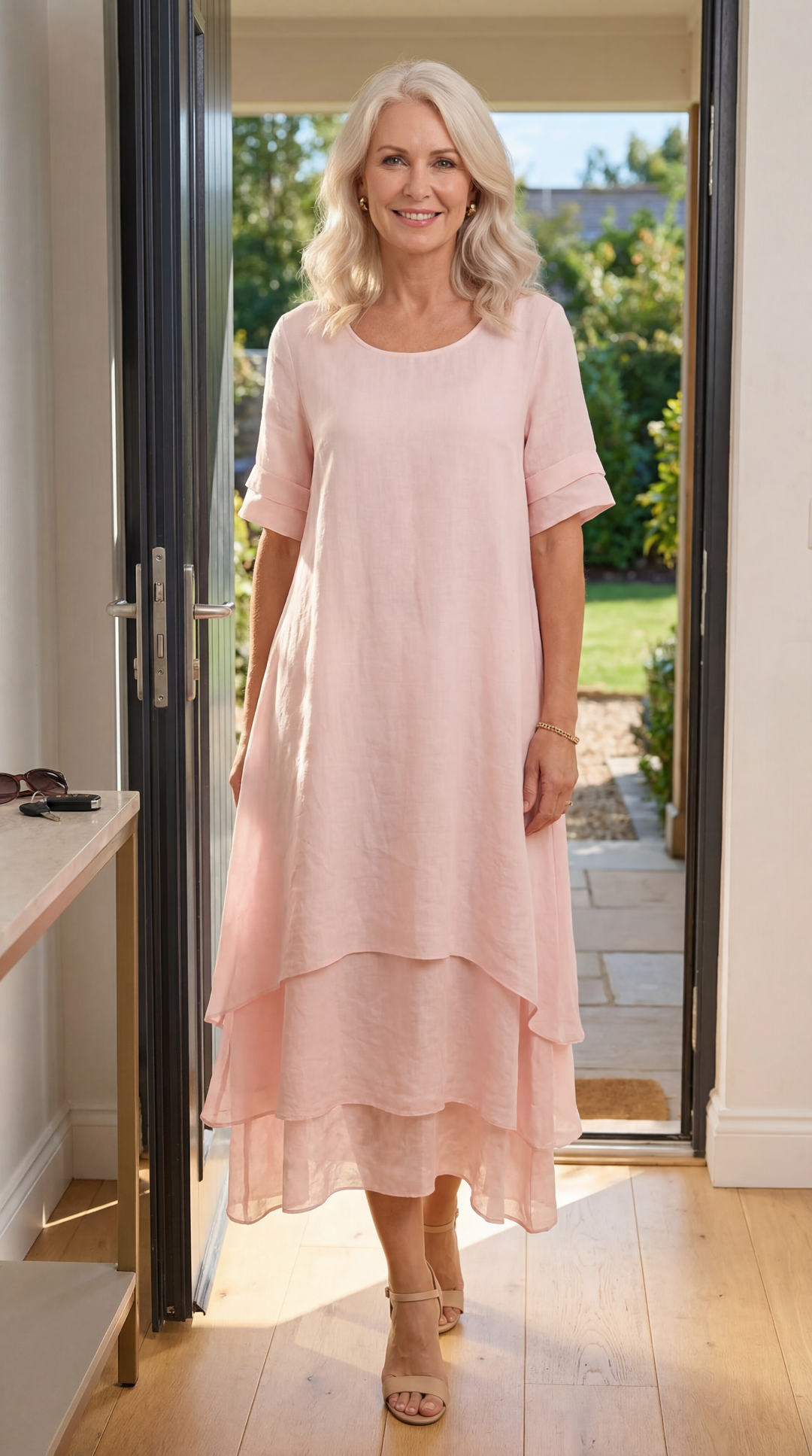 Layered Hem Relaxed Maxi Dress in Pink — VerolynBoutique
