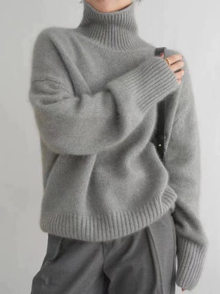 Cashmere Roll Neck Jumper in Grey — VerolynBoutique