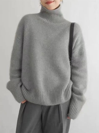 Cashmere Roll Neck Jumper in Beige — VerolynBoutique