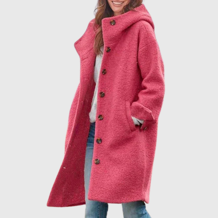 Hooded Button Front Coat in Pink — VerolynBoutique