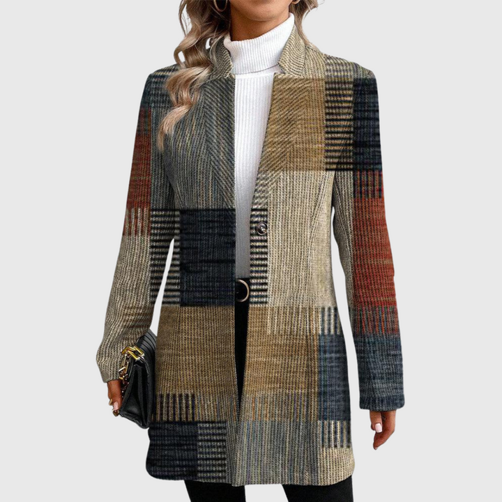 Textured Patchwork Print Blazer in Multicolour — VerolynBoutique