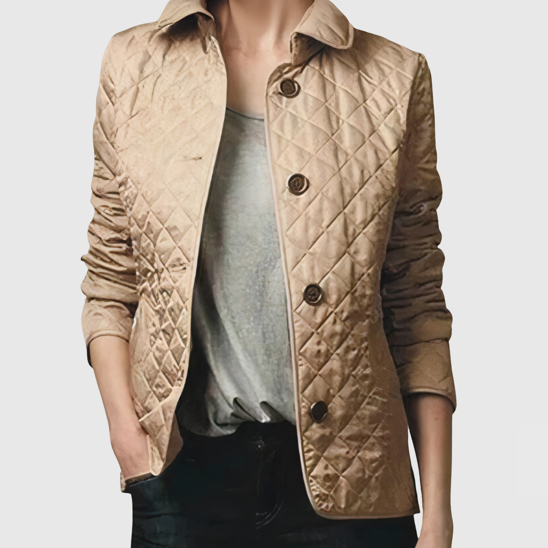 Tailored Diamond Quilted Jacket in Burgundy — VerolynBoutique