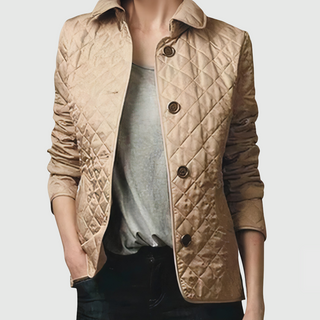 Tailored Diamond Quilted Jacket in Burgundy — VerolynBoutique