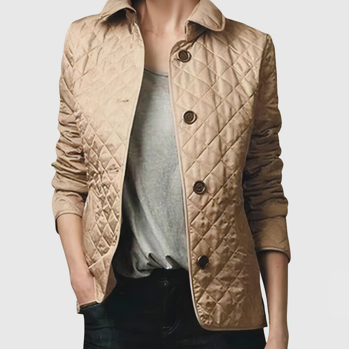 Tailored Diamond Quilted Jacket in Burgundy — VerolynBoutique
