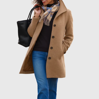 Single-Breasted Straight Coat in Khaki — VerolynBoutique