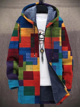 Plush-Lined Hooded Zip Cardigan in Multicolour — VerolynBoutique