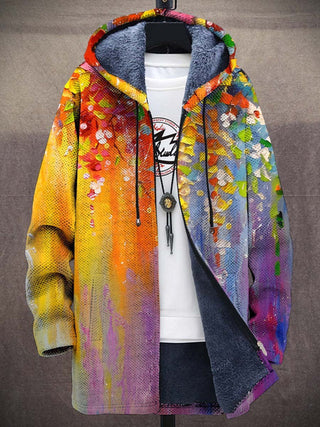 Plush-Lined Hooded Zip Cardigan in Rainbow — VerolynBoutique