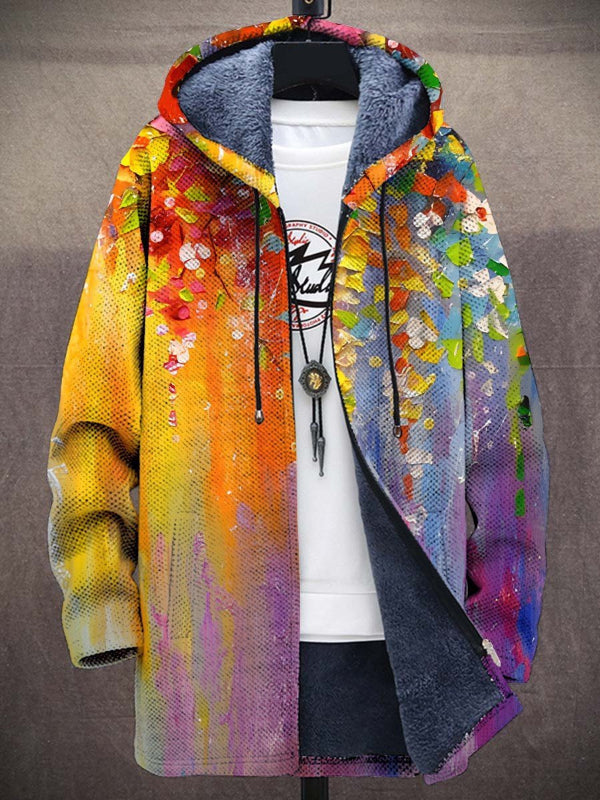 Plush-Lined Hooded Zip Cardigan in Rainbow — VerolynBoutique
