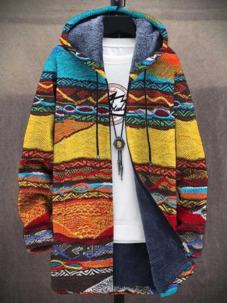 Plush-Lined Hooded Zip Cardigan in Yellow Stripe — VerolynBoutique