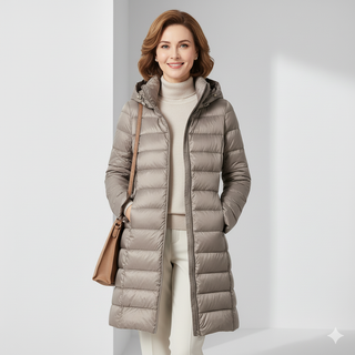 Ultralight Long Down Jacket in Khaki — VerolynBoutique