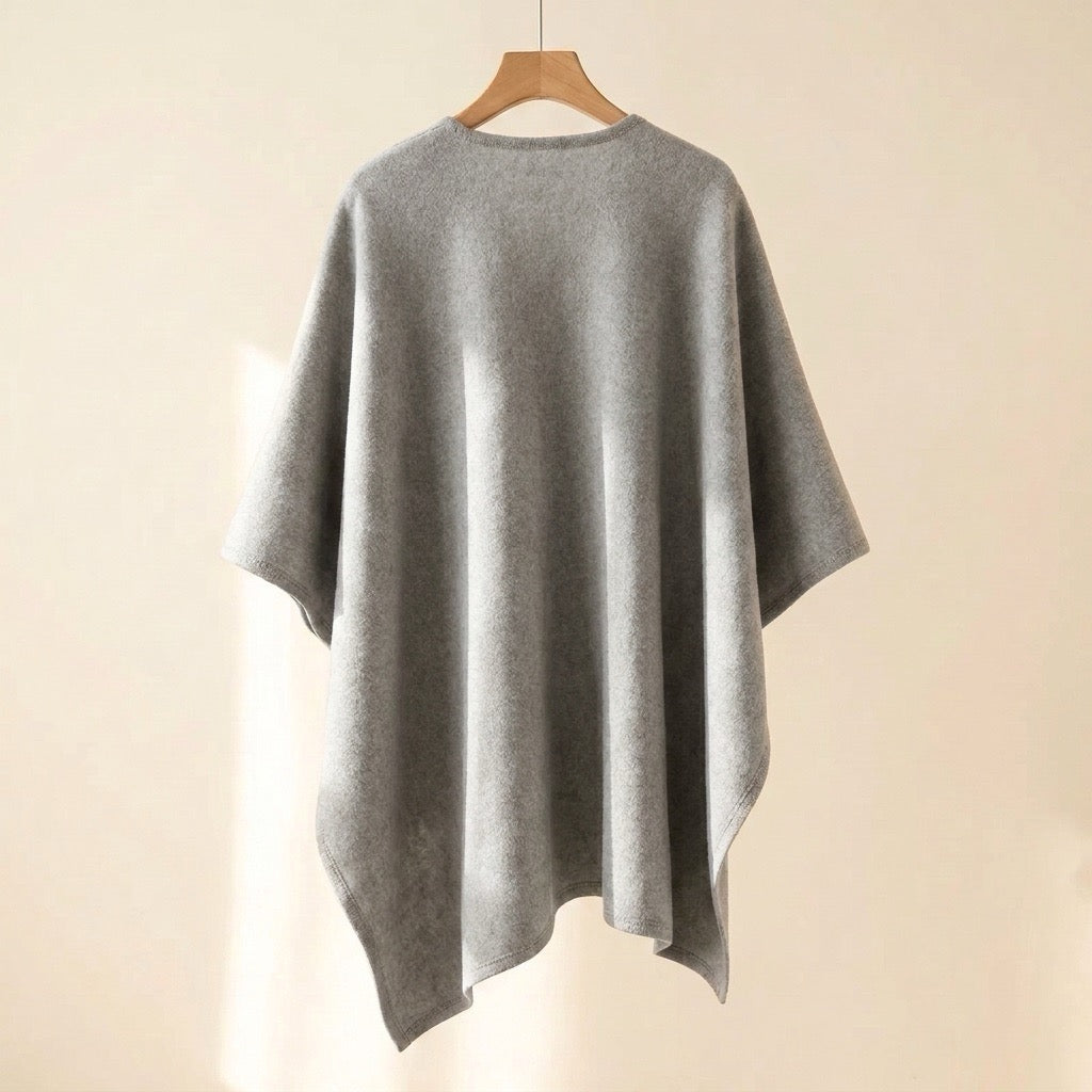 Knot Front Poncho Scarf in Grey — VerolynBoutique