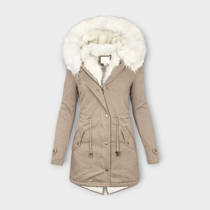 Faux Fur Trim Waterproof Parka in Beige — VerolynBoutique