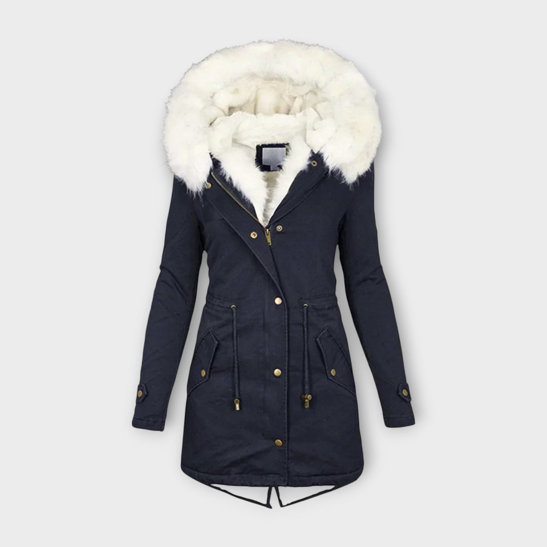 Faux Fur Trim Waterproof Parka in Blue — VerolynBoutique