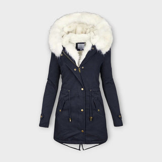Faux Fur Trim Waterproof Parka in Blue — VerolynBoutique