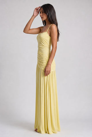 Ruched Waist Strappy Maxi Dress in Yellow — VerolynBoutique