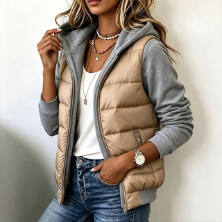 Verolyn - Colour-Block Quilted Hooded Jacket
