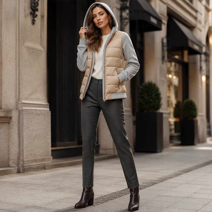 Verolyn - Colour-Block Quilted Hooded Jacket