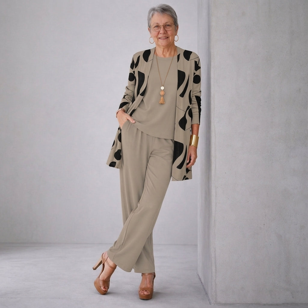 Verolyn timeless printed cardigan three-piece set