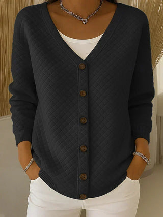 Verolyn diamond quilted knit cardigan in black