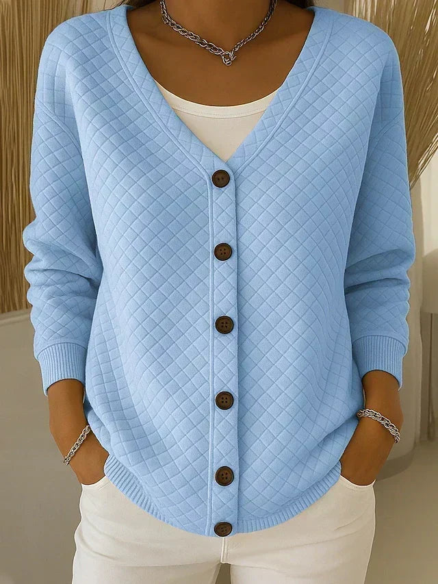 Verolyn diamond quilted knit cardigan in blue