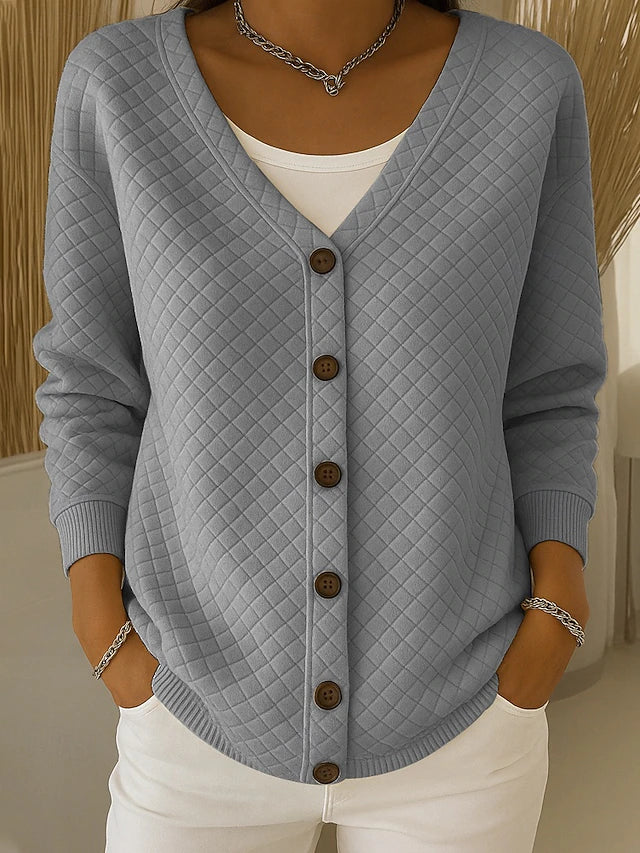 Verolyn diamond quilted knit cardigan in grey