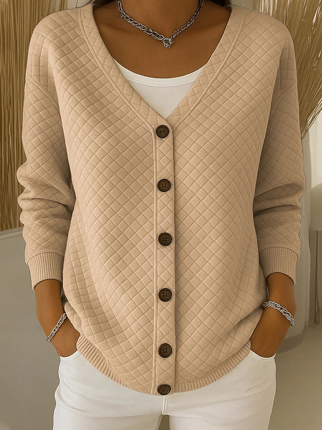 Verolyn diamond quilted knit cardigan in khaki