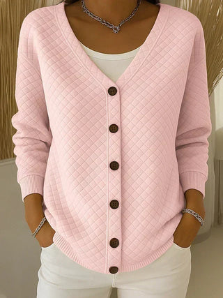 Verolyn diamond quilted knit cardigan in pink