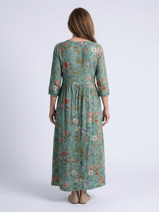 Three-Quarter Sleeve Floral Maxi Dress in Green — VerolynBoutique