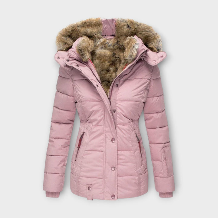 Fur-Lined Hood Padded Jacket in Pink — VerolynBoutique