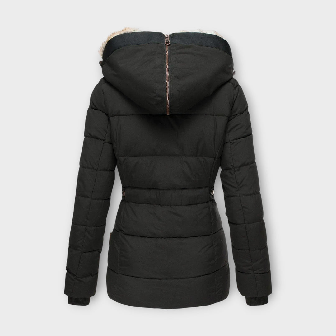 Fur-Lined Hood Padded Jacket in Black — VerolynBoutique