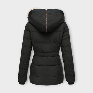 Fur-Lined Hood Padded Jacket in Black — VerolynBoutique