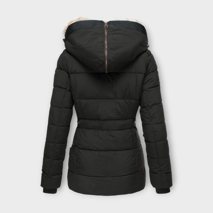 Fur-Lined Hood Padded Jacket in Black — VerolynBoutique