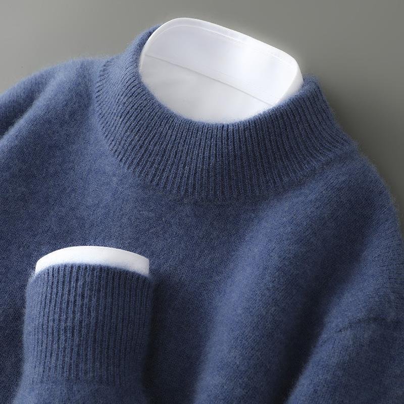Cashmere Mock Neck Jumper in Blue — VerolynBoutique