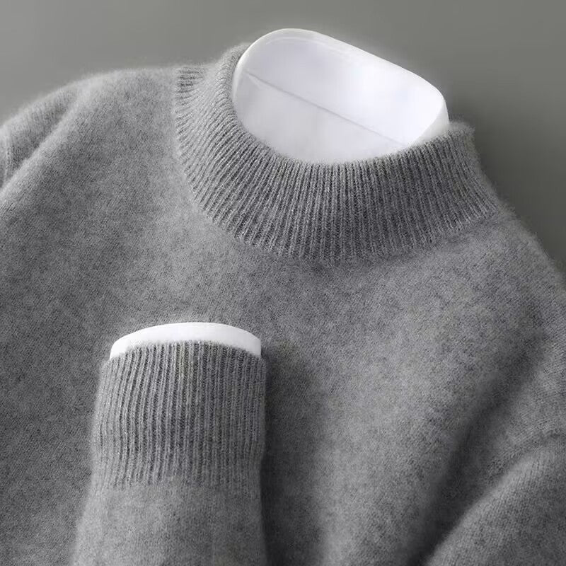 Cashmere Mock Neck Jumper in Grey — VerolynBoutique