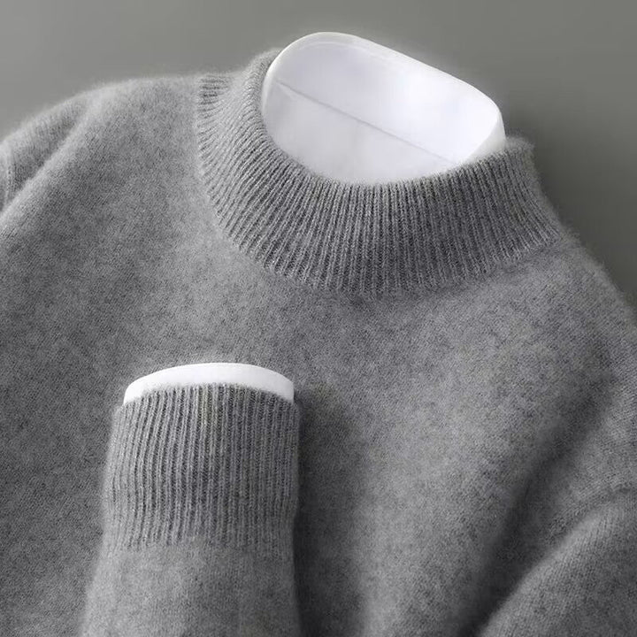 Cashmere Mock Neck Jumper in Grey — VerolynBoutique