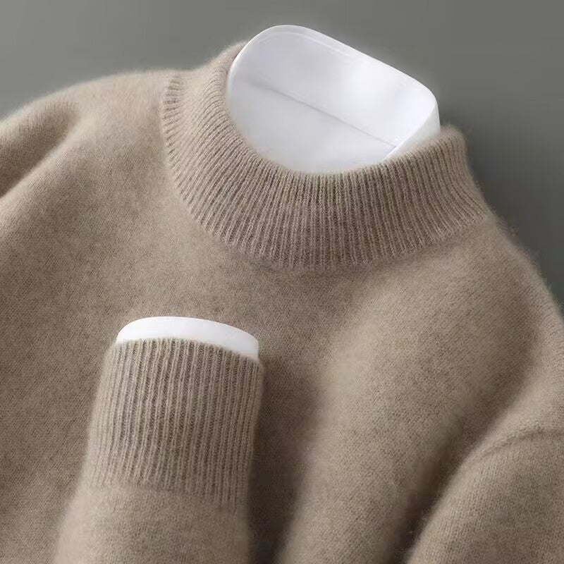 Cashmere Mock Neck Jumper in Brown — VerolynBoutique