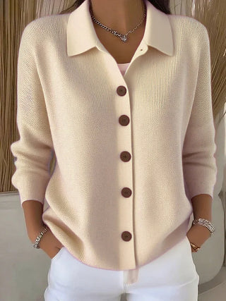 Verolyn roll neck button-through cardigan in apricot
