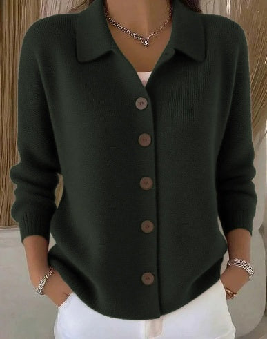 Verolyn roll neck button-through cardigan in green