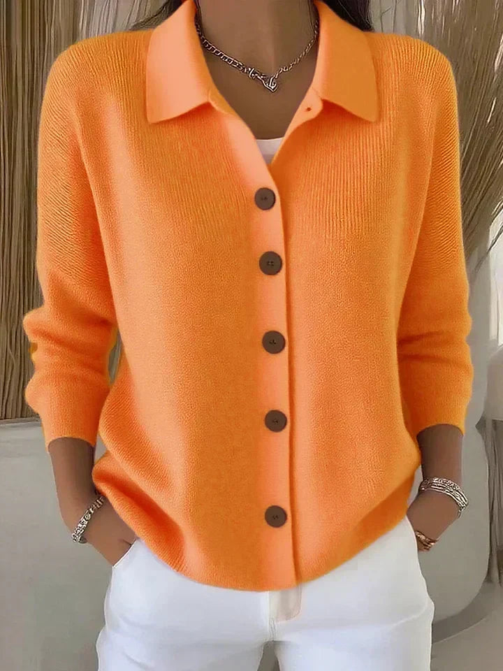 Verolyn roll neck button-through cardigan in orange