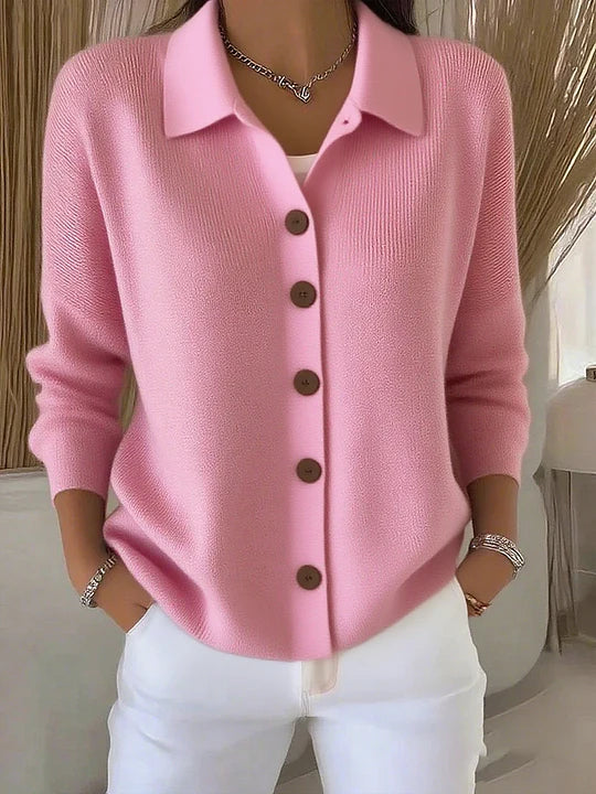 Verolyn roll neck button-through cardigan in pink