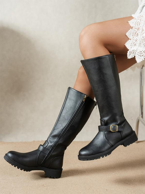 Buckle Knee High Boots in Black — VerolynBoutique