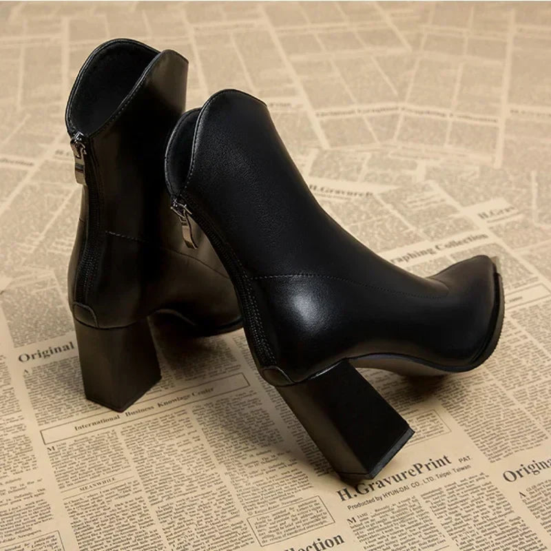 Metal Tip Pointed Ankle Boots in Black — VerolynBoutique