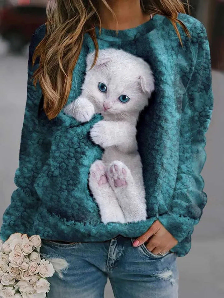Verolyn - Cat Print Sweatshirt