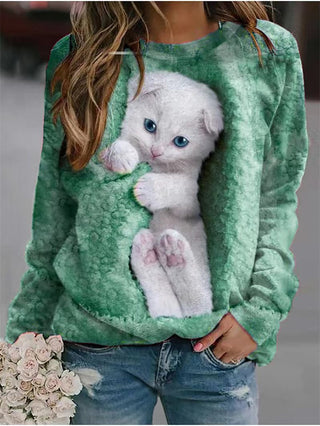 Verolyn - Cat Print Sweatshirt